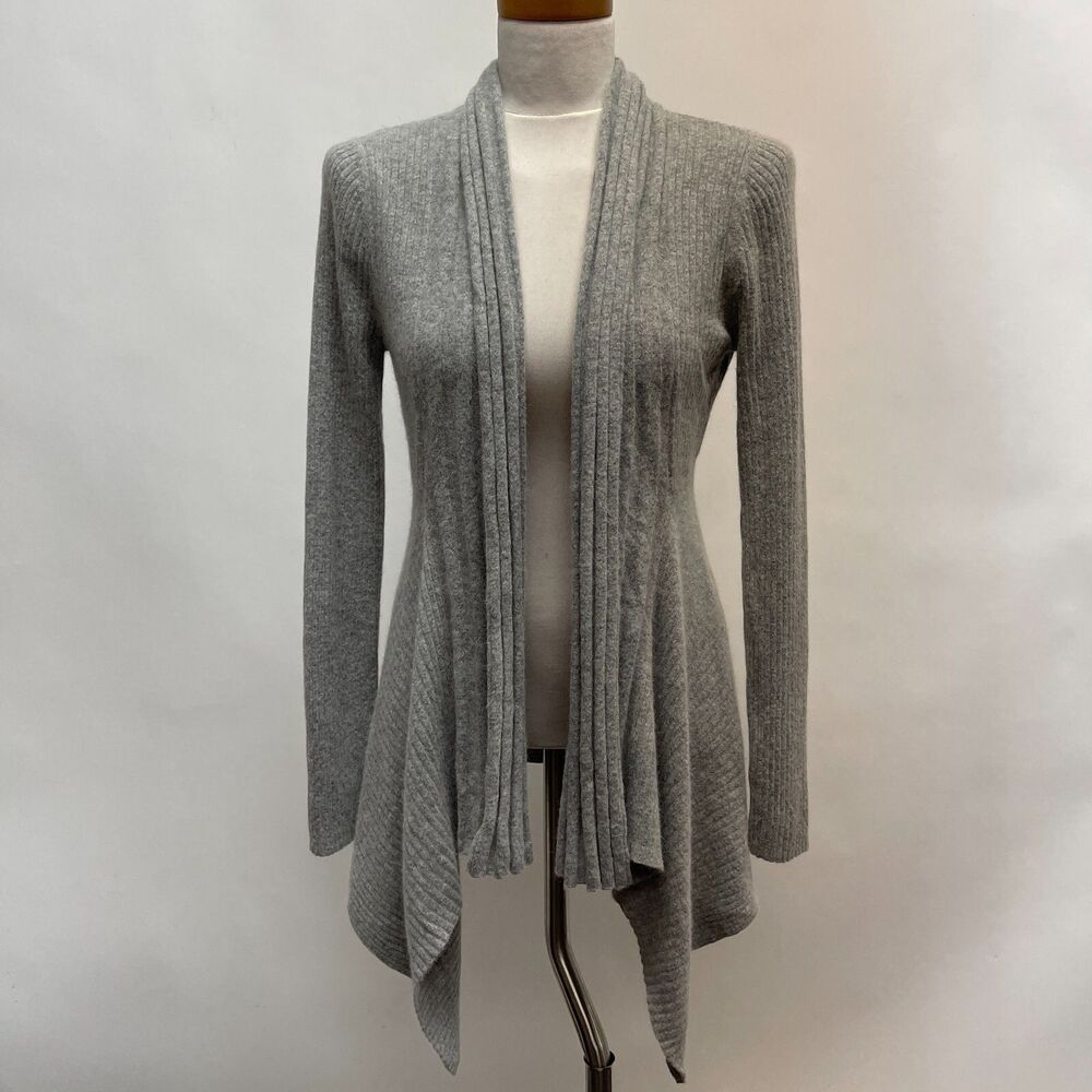 Mercer & Madison Women's Cardigan Sweater‎ Medium Light Gray Angora Blend LS